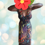 Robe longue imprimée en couleurs