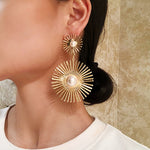 Boucles d'Oreilles Perlées Double Motif Géométrique