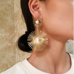Boucles d'Oreilles Perlées Double Motif Géométrique